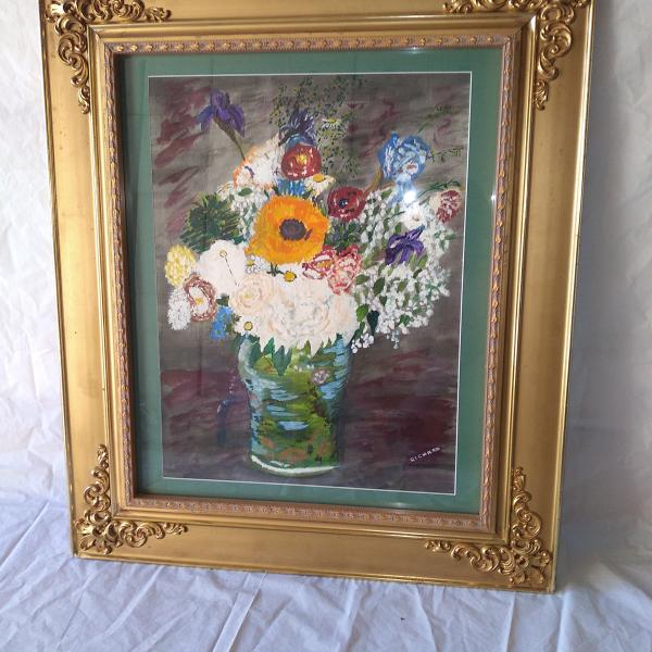 Photo of Gold Framed Wall Picture of a Vase of Flowers