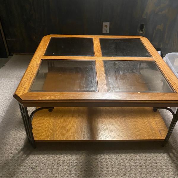 Photo of 3 piece living room set coffee table and 2 end tables