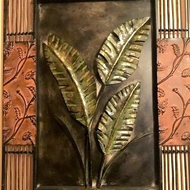 Photo of Palm Leaf Wall Decor - Metal & Bamboo Wood  
