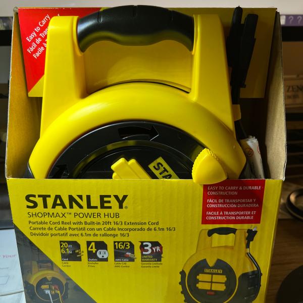 Photo of Stanley ShopMax Power Hub 20-Feet 4-Outlet Cord Reel , Yellow