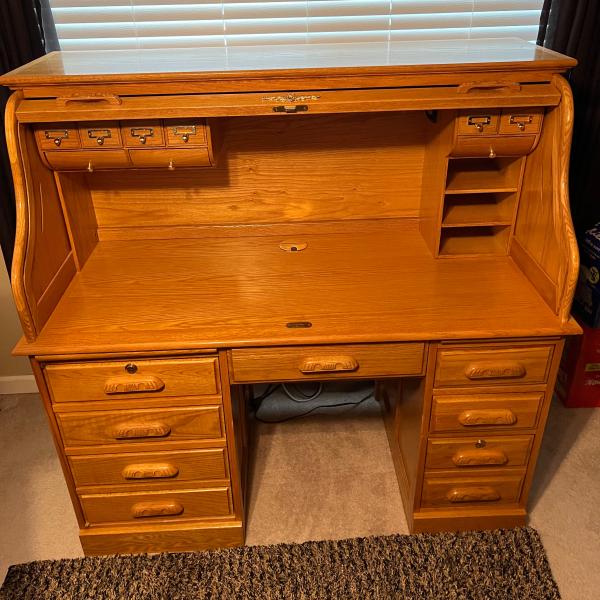 Photo of Roll top desk solid oak perfect condition 