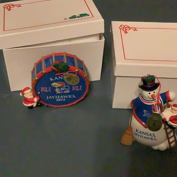 Photo of Set of 4 KU Jayhawks Christmas Ornaments