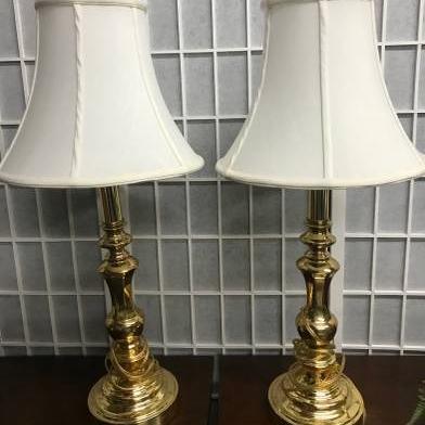 Photo of Pair of Gold Lamps