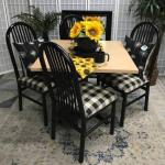 Table and four Chairs with buffalo print