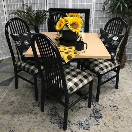 Photo of Table and four Chairs with buffalo print-PRICE REDUCED!