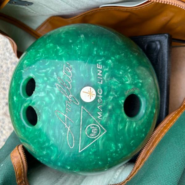 Photo of AMflite Bowling Ball and Bag with frame holder.