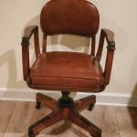 LOT 155G: Antique Sykes Office Chair and Vintage Floor Lamp