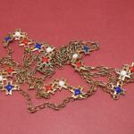Gold Tone 1970's Patriotic Necklace Red, White Blue