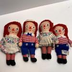 Lot of 4 Small Knickerbocker Raggedy Ann Andy Dolls