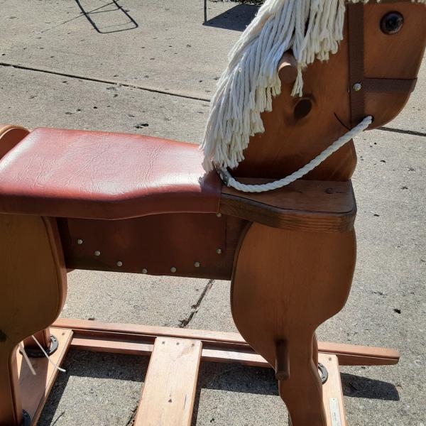 Photo of Handmade Wood Horse.  Lansing Artist
