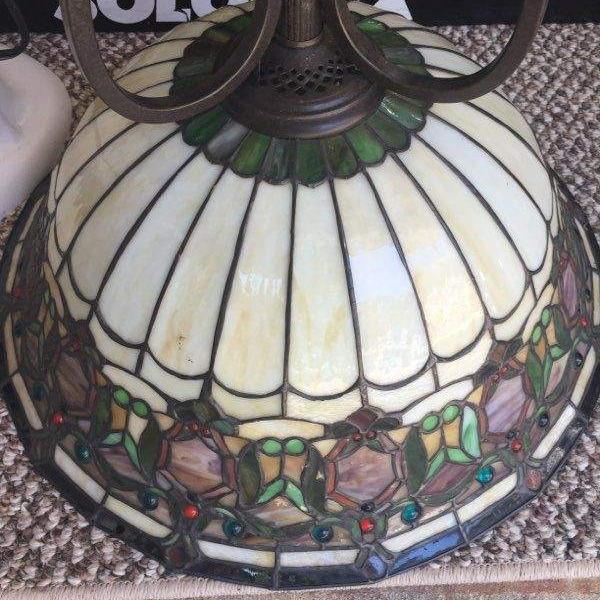 Photo of Quoizel stained glass ceiling mount light fixtures