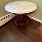 Marble (real) and wood base antique table 