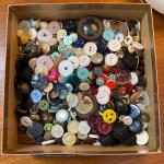 Box of Antique Vintage Buttons Incl. Bakelite, Celluloid, Metal, Abalone