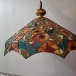 Vintage 23" Plastic Faux Stained Glass Light Fixture