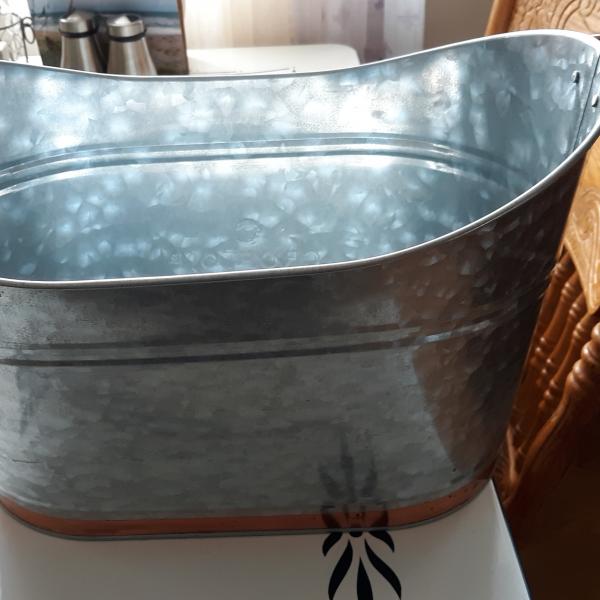 Photo of Decorative Silver Metal Bucket