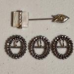 4 Piece Lot Antique Collar Pin and Marcasite Buckles