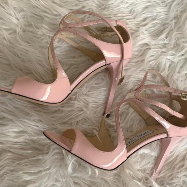 Photo of Jimmy Choo: Pink Ballet Patent Leather Sandals, Sz 7 (free shipping)