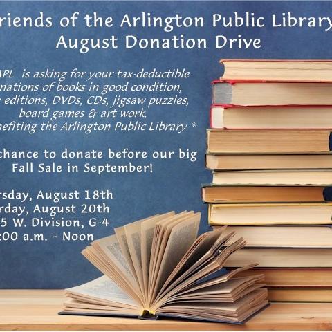 Photo of Friends of the Arlington Library's August Donation Drive