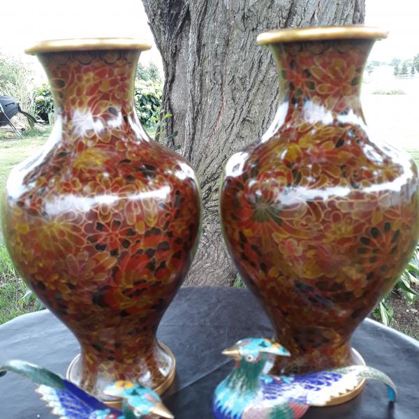 Photo of Vintage Pair of Cloisonne' Vases