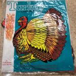 Vintage BEISTLE Diecut Turkey Honeycomb with Original Packaging Paper Thanksgivi