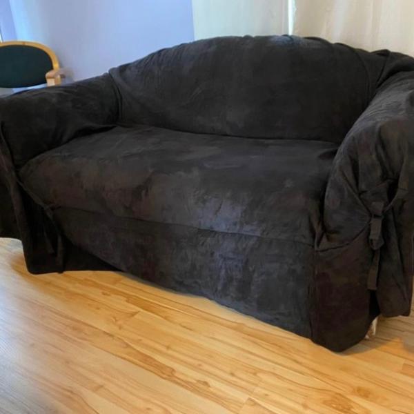 Photo of Slipcover, loveseat seate, black ultra suede