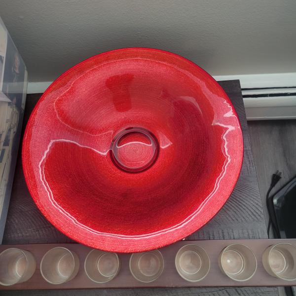 Photo of Large red bowl and candle holder