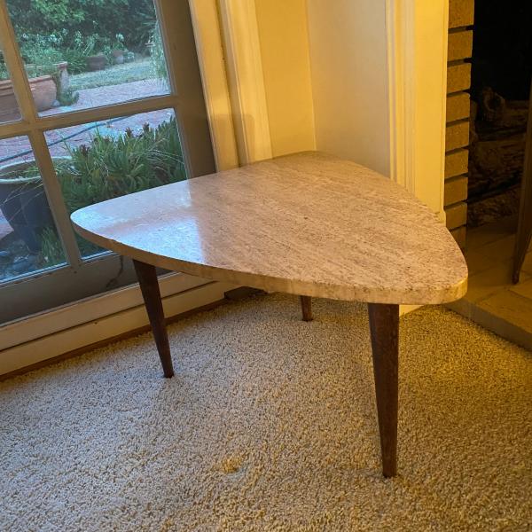 Photo of 1950's Stone Top Triangular End Table