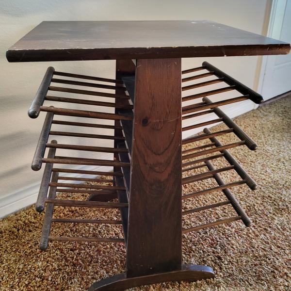 Photo of Antique Wood Spindle Magazine Rack End Table