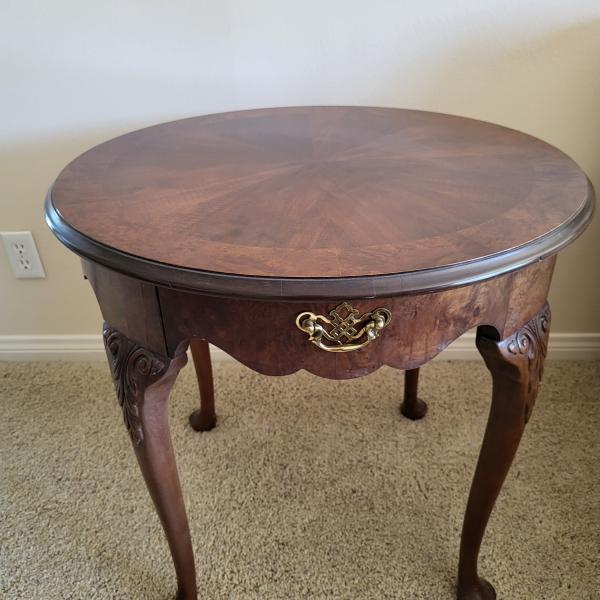 Photo of Round Wood Side Table with Drawer