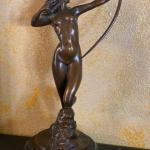Vintage Bronze Sculpture of Diana the Huntress with Stag