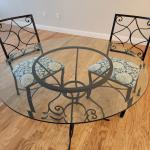 48” Round Glass Top Dining Table w/2 Chairs