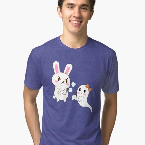 Photo of Angry Bunny and cute BOO Halloween season V-Neck T-Shirt