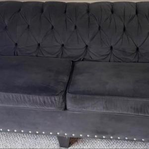 Photo of Gray couch and loveseat with (4) pillows