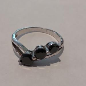 Photo of Black Spinel .925 Silver Ring  (NEW)