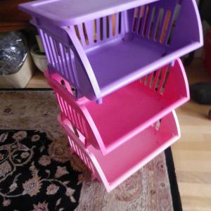 Photo of Stackable Plastic Storage Containers, Set of 3 Stacking Bins