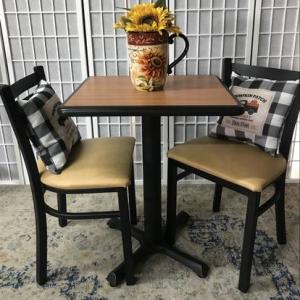 Photo of Table and two Chairs-yellow