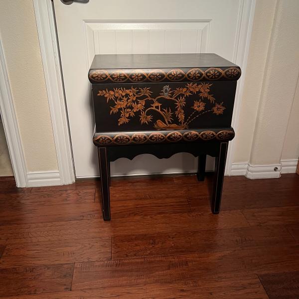 Photo of Asian Inspired Hand Painted Storage Chest / Side Table