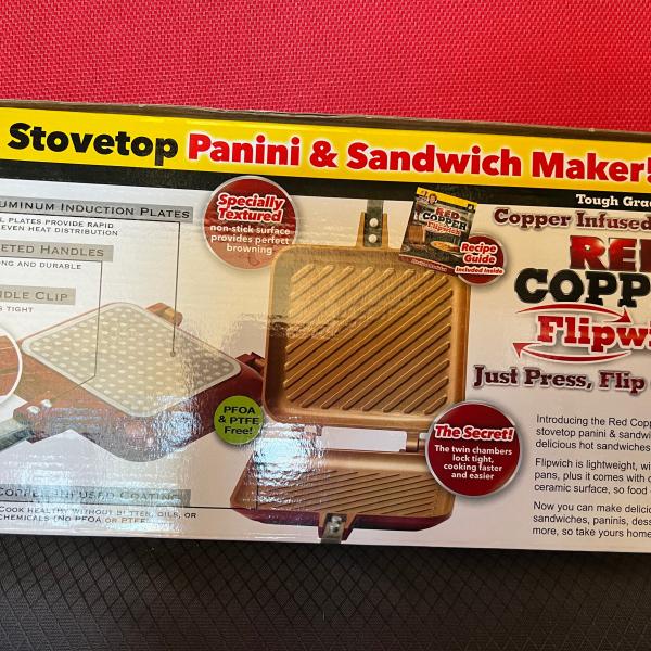 Photo of Red copper stovetop panini & sandwich maker