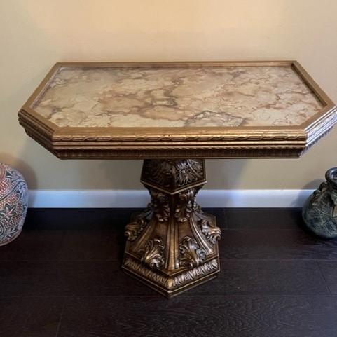 Photo of MCM Hollywood Regency Gold Gilt Pedestal Table