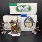 LOT 148R:  Dept 56  Club House & Trees, Let's Play House, Ice Crystal Wall & Col