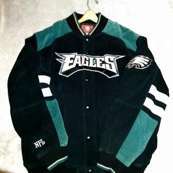 Photo of NFL 90s Philadelphia Eagles “EMBROIDERED “Suede Leather Jacket Size XXL