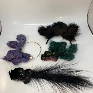 Photo of Set of 4 Vintage Handmade Feathered Hair Accessories