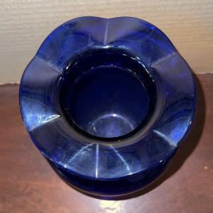 Photo of Lot CCA Small Cobalt Blue Vase with Handles & Ruffled Top