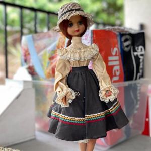 Photo of MISS COLOMBIA DOLL MODERN DRESS VINYL FACE ARMS & LEGS NYLON STOCKINGS