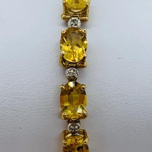 Photo of LOT 68: Yellow Gemstone 14K Gold 7.5" Tennis Bracelet - 11.14 gtw