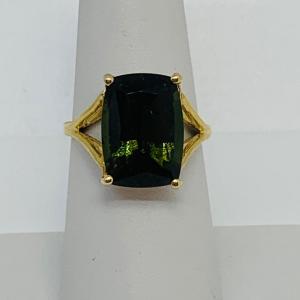Photo of LOT 123: Green Tourmaline 14K Gold Ring - Size 7.5 - 3.87 gtw