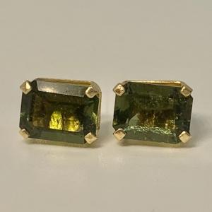 Photo of LOT 7: 14k 1.0g Peridot Emerald Cut Pierced Earrings