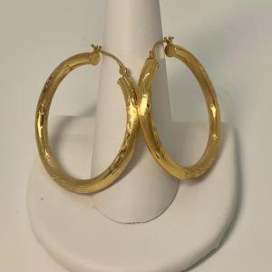 Photo of LOT 30: 14k 2g Yellow Gold Etched Hoops