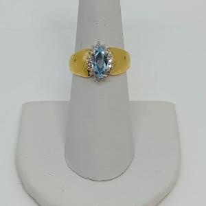 Photo of LOT 118: Blue Marquis Cut Topaz 14K Gold Ring - Size 7.5 - 3.58 gtw