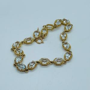 Photo of LOT 61: Light Aquamarine 14K Gold 7.5" Tennis Bracelet  - 7.01 gtw